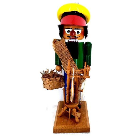 Nutcracker Steinbach LINEN WEAVER Signed Christian Spinning Wheel Turns 1994 Box - Picture 2 of 13